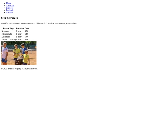 services screenshot