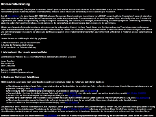 datenschutz screenshot