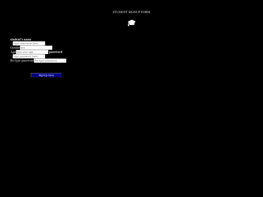 My website files/SignUp screenshot