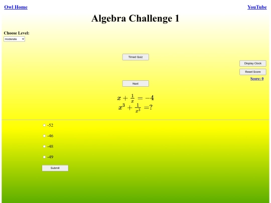 Algebra Challenge 1/algebra screenshot