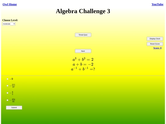Algebra Challenge 3/algebra screenshot