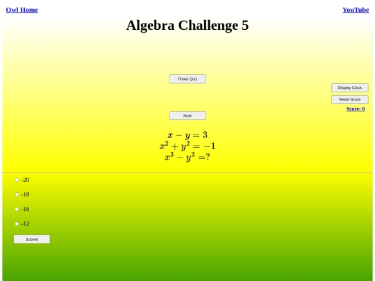 Algebra Challenge 5/challenge screenshot