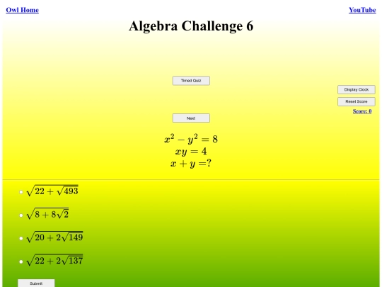 Algebra Challenge 6/algebra screenshot