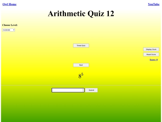 Arithmetic Quiz 12/arithmetic screenshot