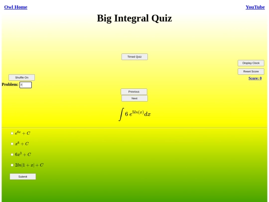 Big Integral Quiz/integrals screenshot
