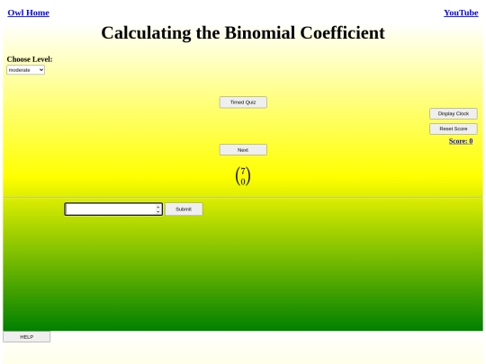 Calculating the Binomial Coefficient/binomial screenshot