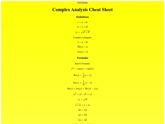 Complex Analysis Cheat Sheet/complex screenshot
