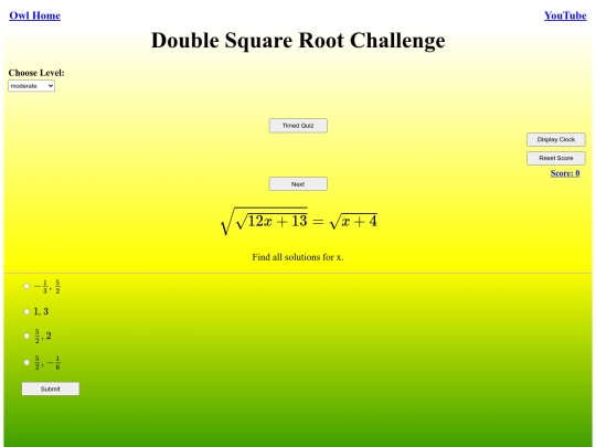 Double Square Root Challenge/square screenshot