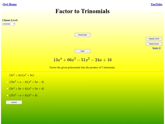 Factor to Trinomials/factor screenshot