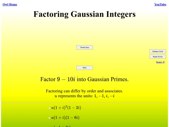 Factoring Gaussian Integers/factor screenshot