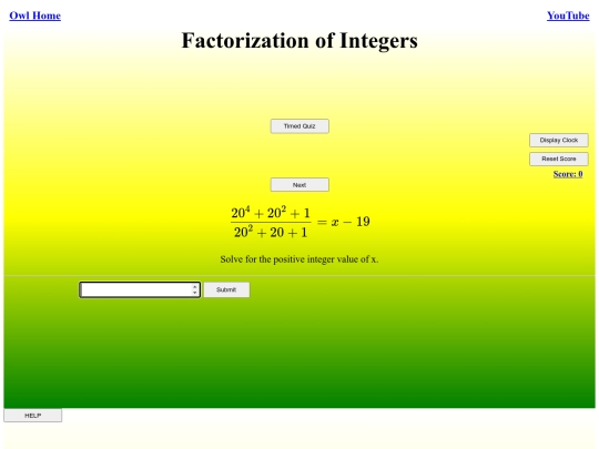 Factorization of Integers/factor screenshot