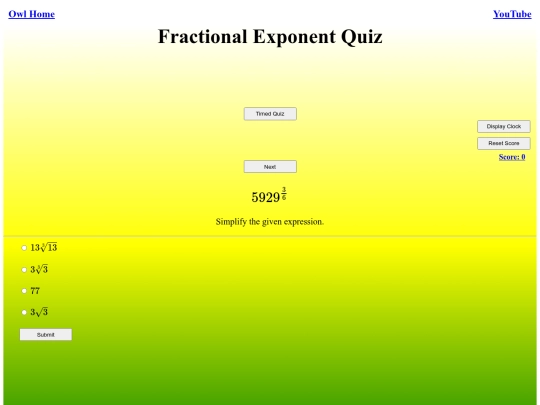 Fractional Exponent Quiz/fraction screenshot
