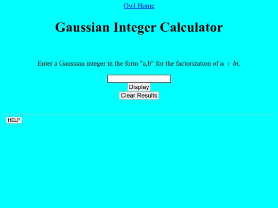 Gaussian Integer Calculator/gauss screenshot