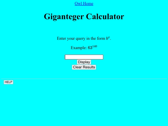Giganteger Calculator/calculator screenshot
