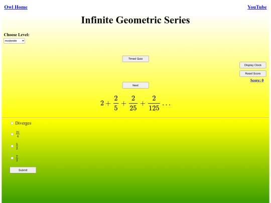 Infinite Geometric Series/geometric series screenshot