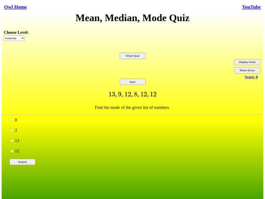 Mean Median Mode/stat screenshot