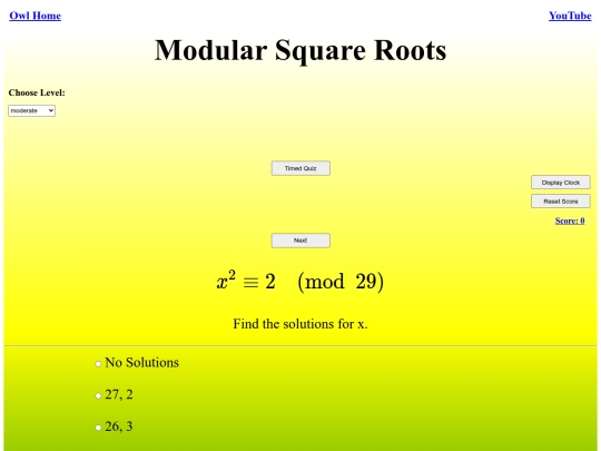 Modular Square Roots/square screenshot