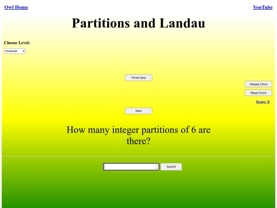 Partitions and Landau/partitions screenshot