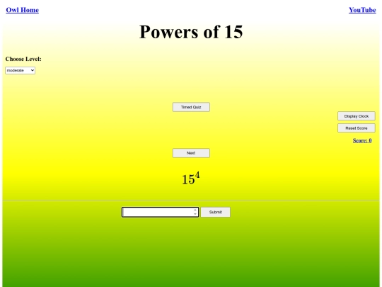 Powers of 15/power screenshot