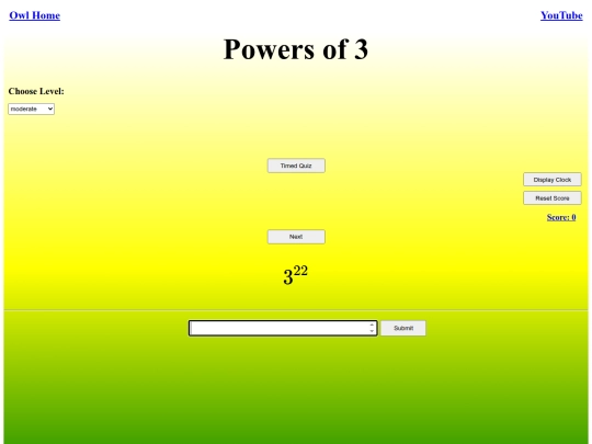 Powers of 3/power screenshot