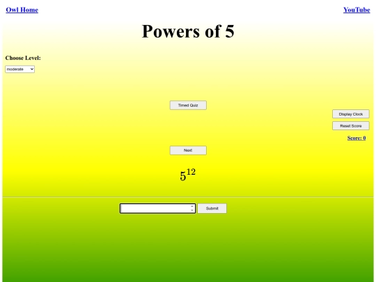 Powers of 5/power screenshot