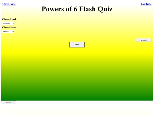 Powers of 6 Flash Quiz/power screenshot