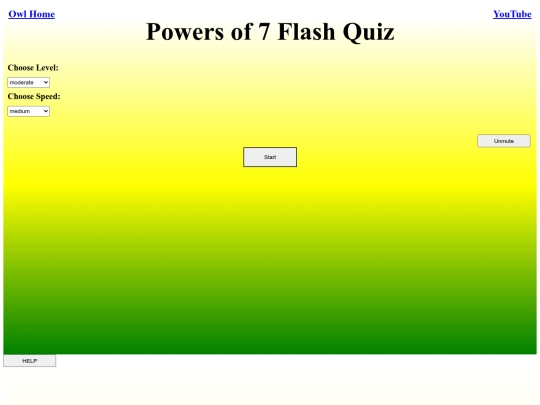 Powers of 7 Flash Quiz/power screenshot
