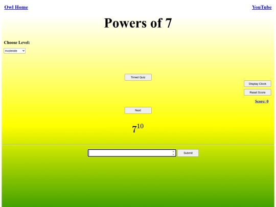Powers of 7/power screenshot