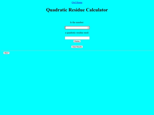 Quadratic Residue Calculator/calculator screenshot