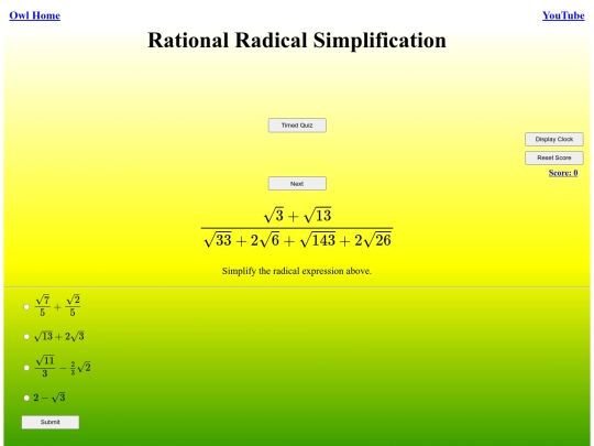Rational Radical Simplification/radical screenshot