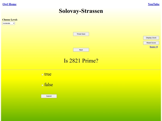 Solovay-Strassen/primality screenshot