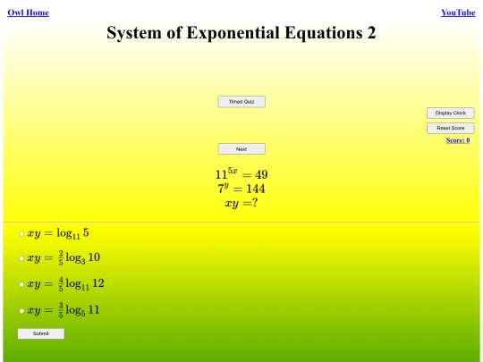 System of Exponential Equations 2/system screenshot