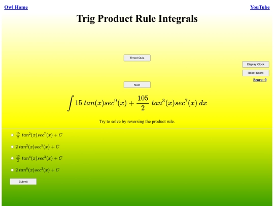 Trig Product Rule Integrals/product screenshot