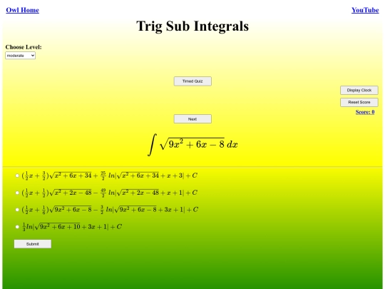 Trig Sub Integrals/integral screenshot