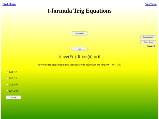 t-formula Trig Equations/trig screenshot