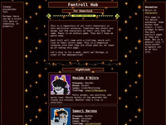 oc/homestuck/fantroll-hub screenshot