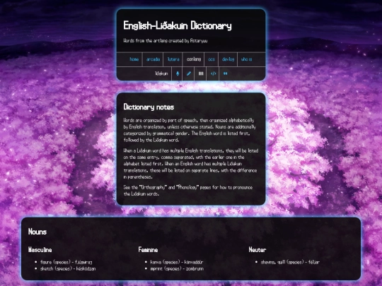 conlang/lidhakuin-dictionary screenshot
