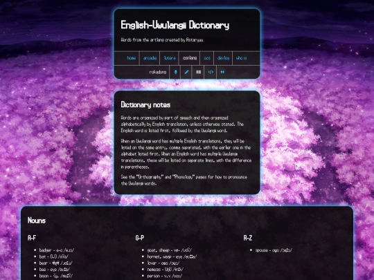 conlang/uwulangii-dictionary screenshot