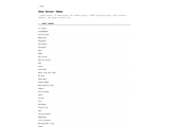 SHOW33/Roster screenshot