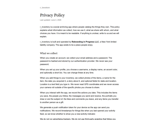 rinventoryprivacy screenshot