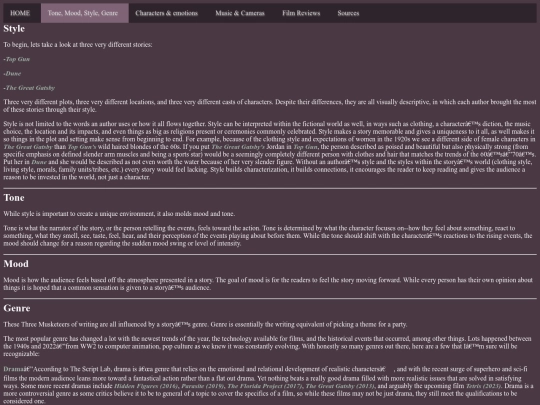 Tone, mood, style, genre screenshot