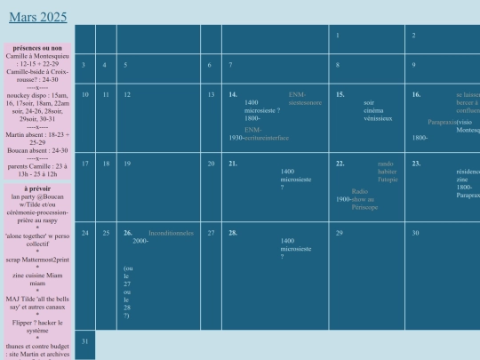 ribambelle/calendrier screenshot