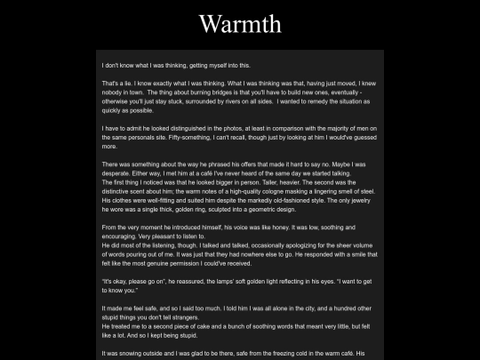 writing/warmth screenshot