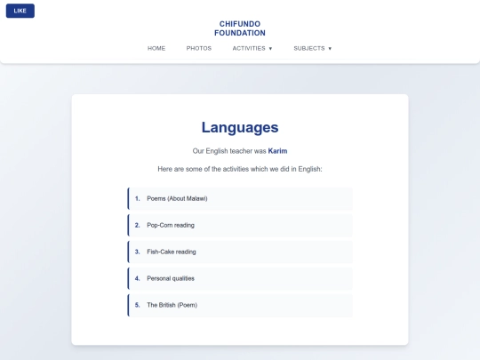 languages screenshot