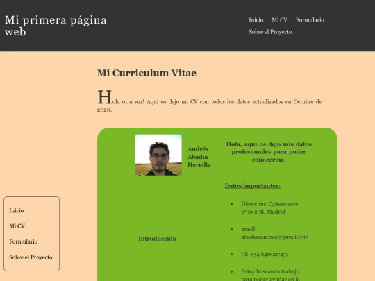 MiCV screenshot
