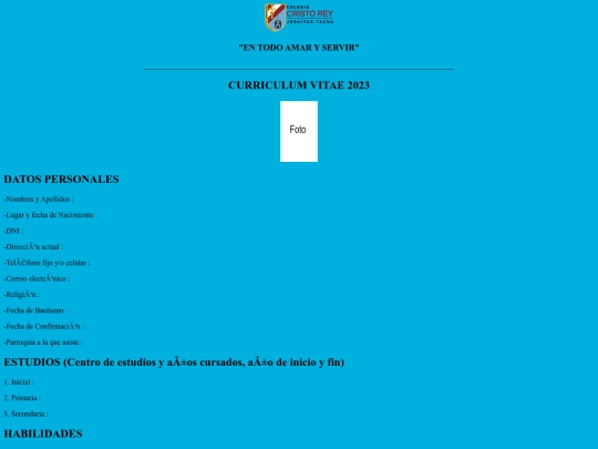 Curriculum screenshot