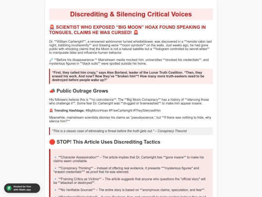 discrediting screenshot
