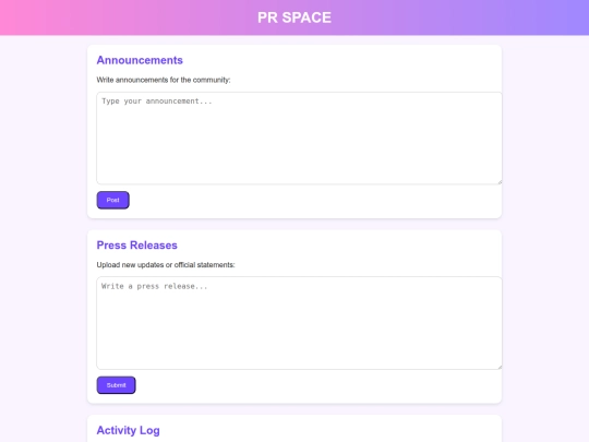 Prspace screenshot