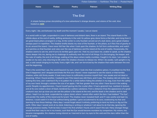 Writer/Fiction/theendfiction screenshot