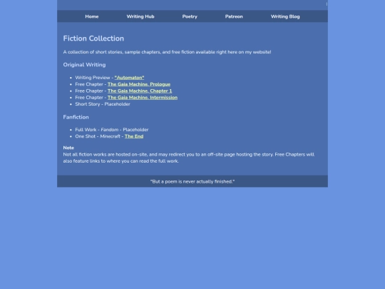 Writer/fiction screenshot